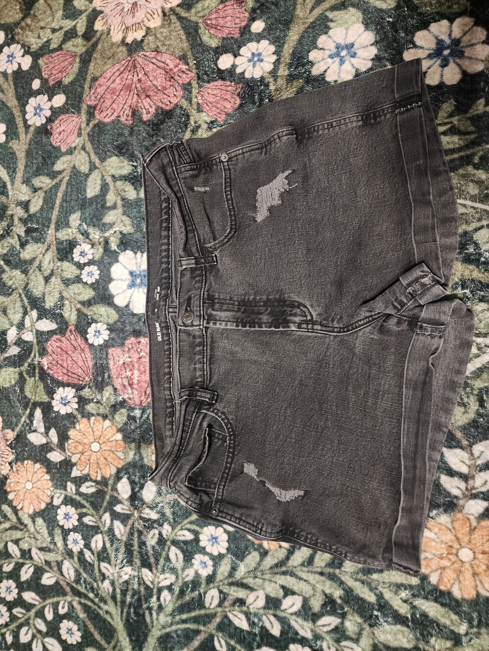 Old Navy Black Washed Distressed Denim Jean Shorts